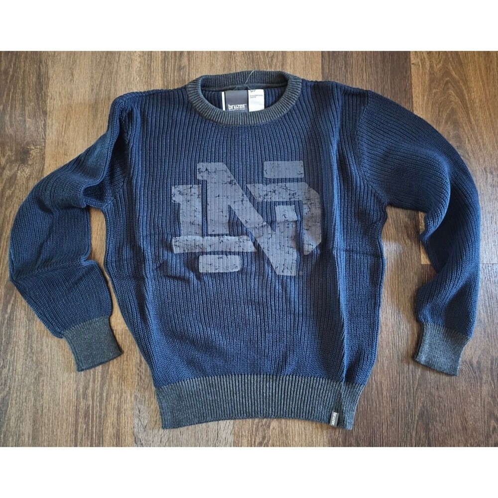 Notre Dame Fighting Irish Adult Malibu Sweater Blue Men's Small Bruzer S
